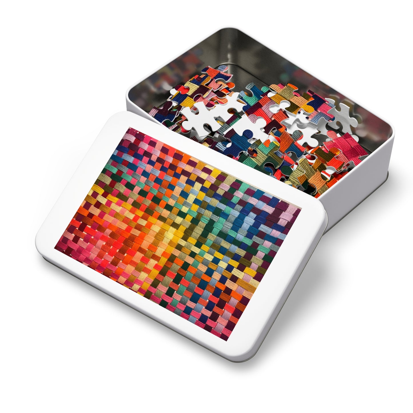 Polychrome Lion Weave Jigsaw Puzzle with Tin, Fun Family Activity, Home Decor Game, Gift Puzzle Lovers, Rainy Day, Colorful
